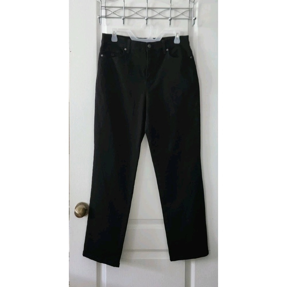 Gloria Vanderbilt Amanda Womens Denim Black Pants High-Rise Straight Leg Sz 10S